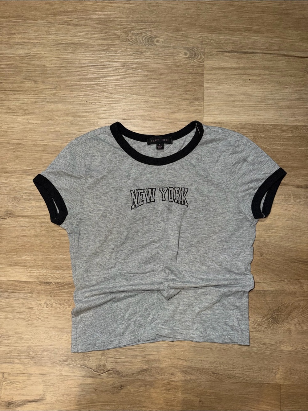 Light Gray "New York" Ringer baby Tee - Women